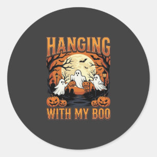 Hanging With My Boo Halloween Ghost Design Classic Round Sticker