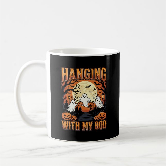 Hanging With My Boo Halloween Ghost Design Coffee Mug (Left)