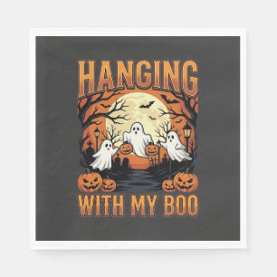 Hanging With My Boo Halloween Ghost Design Napkin