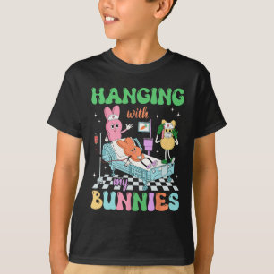 Hanging With My Bunnies School Nurses Retro Easter T-Shirt