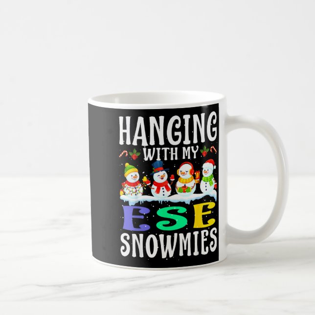Hanging With My Ese Snowmies Teacher Christmas Gif Coffee Mug (Right)