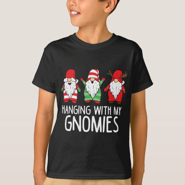 Hanging With My Gnomies Buffalo Funny Christmas Gn T-Shirt (Front)