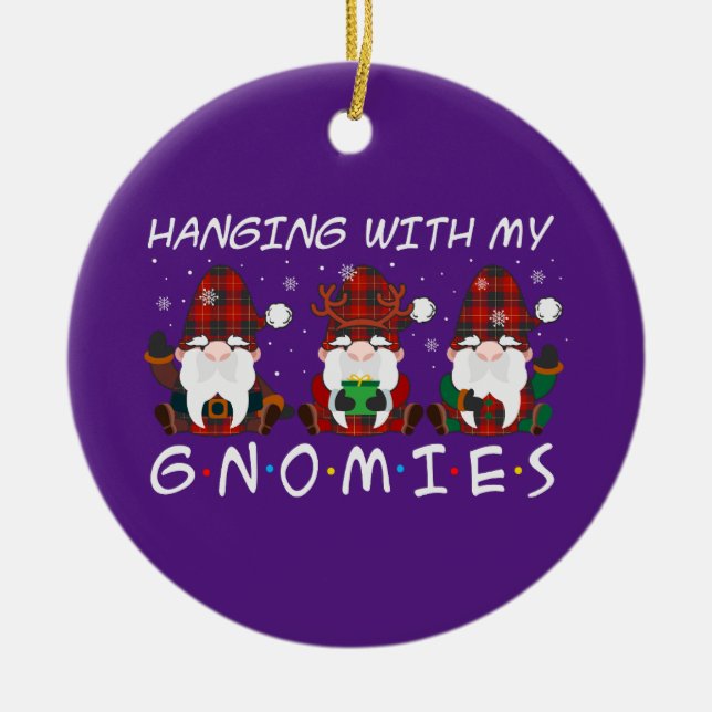 hanging with my gnomies christmas ceramic tree decoration (Front)