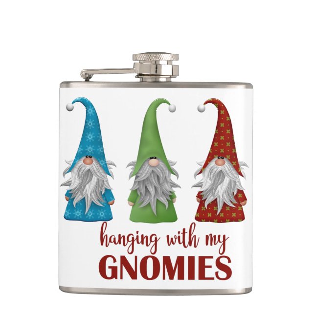 Hanging with my Gnomies Christmas Flask (Front)