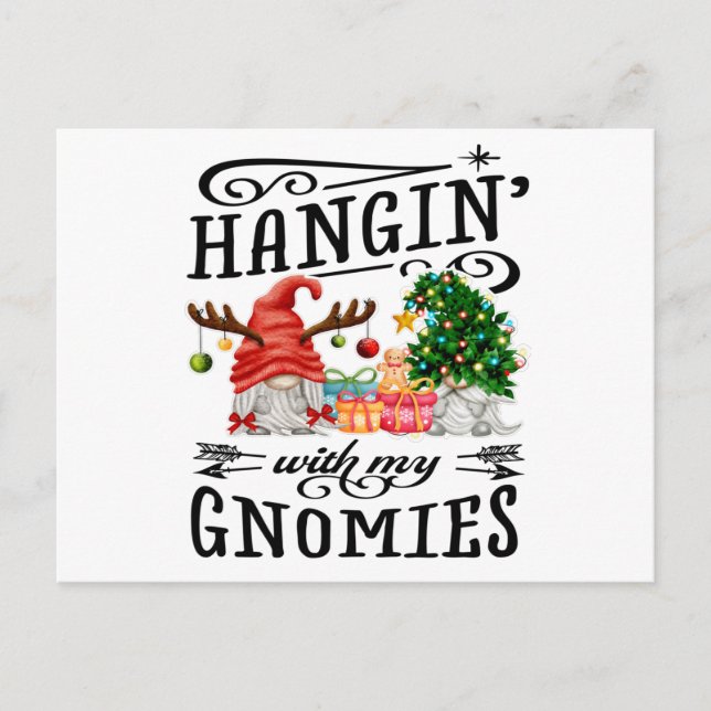 Hanging With My Gnomies Christmas Gnome Postcard (Front)
