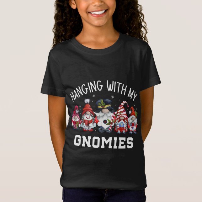 Hanging With My Gnomies Christmas Gnomes Squad Mat T-Shirt (Front)