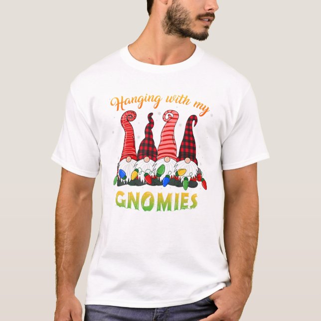 Hanging With My Gnomies Christmas Pajamas Hanging T-Shirt (Front)