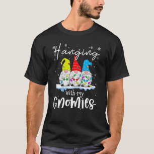 Hanging With My Gnomies Cute Gnome Group Christmas T-Shirt
