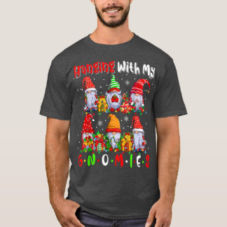 Hanging With My Gnomies Cute Si Gnomes Xmas Lights T-Shirt