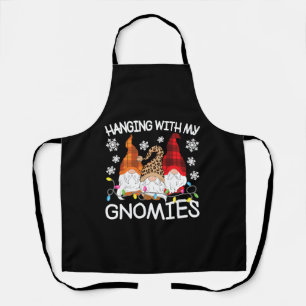 Hanging With My Gnomies Funny Christmas Gnome Xmas Apron