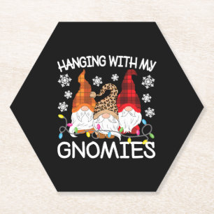 Hanging With My Gnomies Funny Christmas Gnome Xmas Paper Coaster