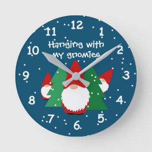 Hanging with my gnomies funny Christmas wall clock