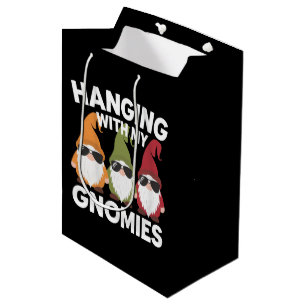 Hanging With My Gnomies Funny Garden Gnome Medium Gift Bag