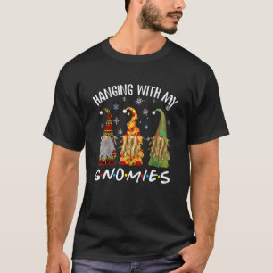 Hanging With My Gnomies Garden Gnome Christmas Paj T-Shirt