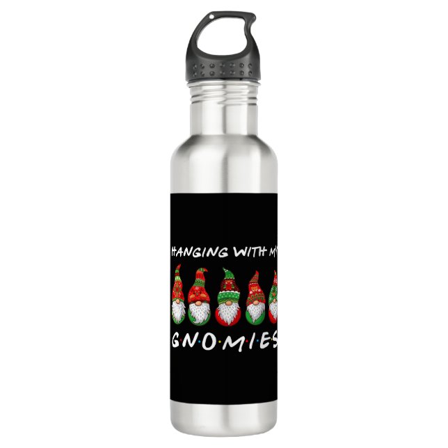 Hanging With My Gnomies Gnome Friend Christmas 710 Ml Water Bottle (Front)