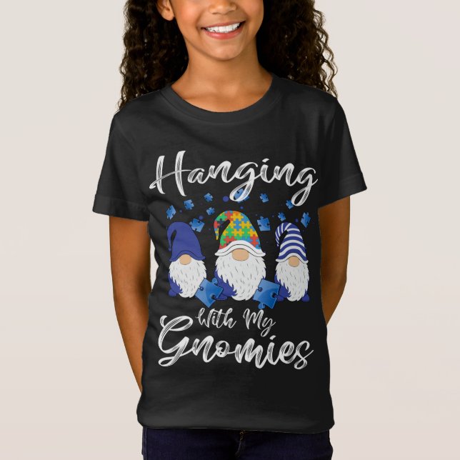 Hanging With My Gnomies Gnomes Funny Valentines Da T-Shirt (Front)
