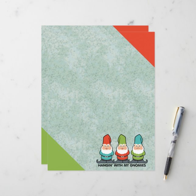 Hanging With My Gnomies Homies Cute Stationary (Front/Back In Situ)