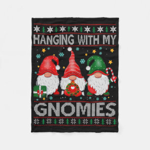 Hanging With My Gnomies Matching Family Christmas Fleece Blanket