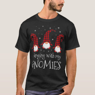 Hanging With My Gnomies Plaid Garden Christmas Gno T-Shirt