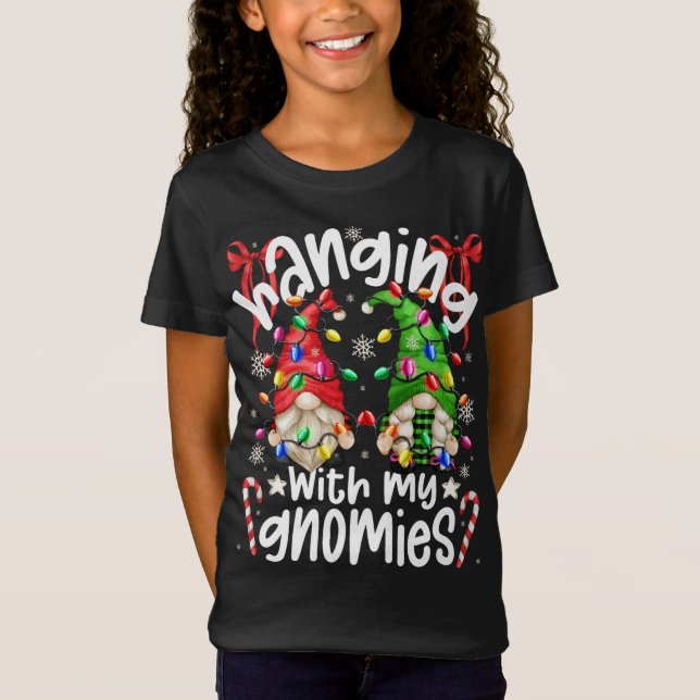 Hanging With My Gnomies Santa Gnome Christmas Paja T-Shirt (Front)