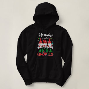 Hanging With My ICU Gnomies Nurse Christmas Santa Hoodie