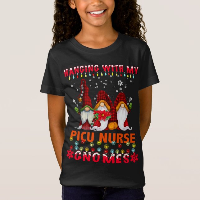 Hanging With My Kindergarten Gnomes Christmas Teac T-Shirt (Front)