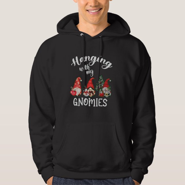 Hanging With My Science Teacher Gnomes Ugly Xmas M Hoodie (Front)