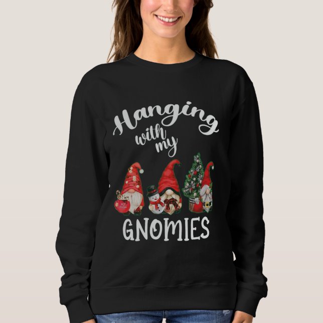 Hanging With My Science Teacher Gnomes Ugly Xmas M Sweatshirt (Front)