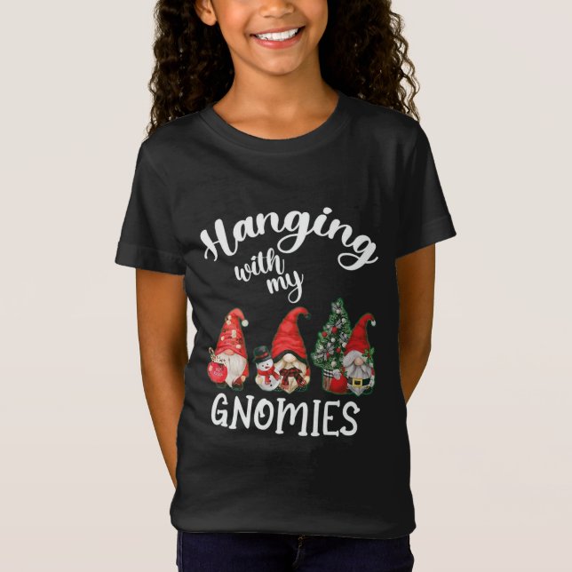 Hanging With My Science Teacher Gnomes Ugly Xmas M T-Shirt (Front)