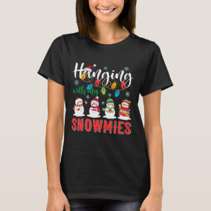 Hanging With My Snowmies Santa Hat Light Christmas T-Shirt