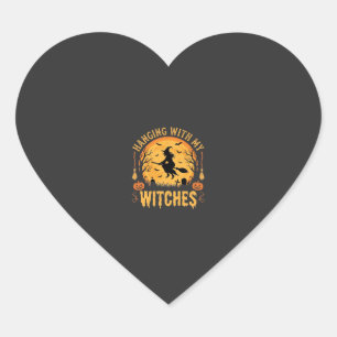 Hanging With My Witches Halloween Design (2) Heart Sticker