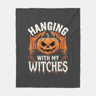 Hanging With My Witches Halloween Pumpkin Fleece Blanket