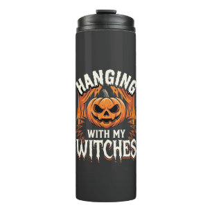 Hanging With My Witches Halloween Pumpkin Thermal Tumbler