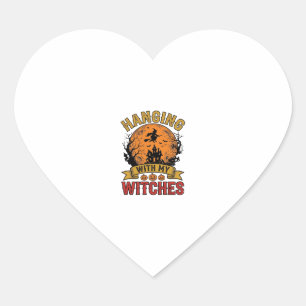 Hanging With My Witches Halloween Vintage Shirt De Heart Sticker