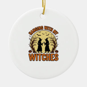Hanging With My Witches Vintage Halloween Design_1 Ceramic Tree Decoration
