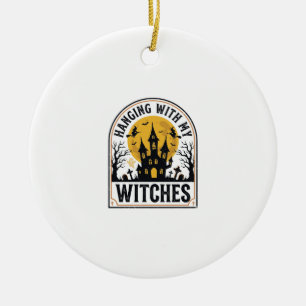 Hanging With My Witches Vintage Halloween Design_1 Ceramic Tree Decoration