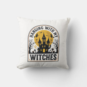 Hanging With My Witches Vintage Halloween Design_1 Cushion