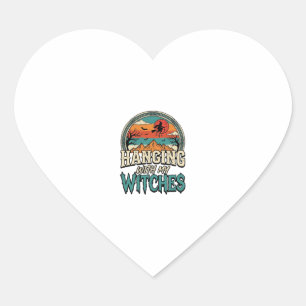 Hanging With My Witches Vintage Halloween Design_1 Heart Sticker