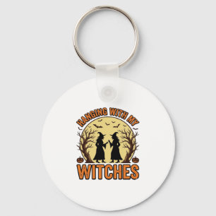Hanging With My Witches Vintage Halloween Design_1 Key Ring