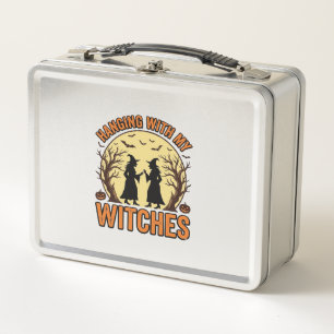 Hanging With My Witches Vintage Halloween Design_1 Metal Lunch Box