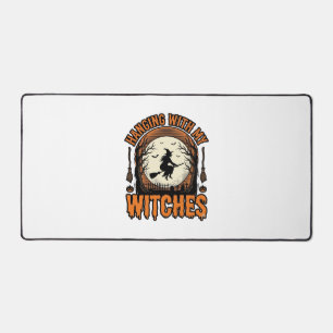 Hanging With My Witches Vintage Halloween Shirt De Desk Mat
