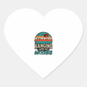 Hanging With My Witches Vintage Halloween Shirt De Heart Sticker