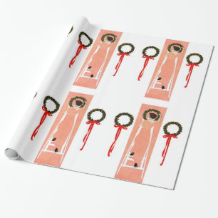 Hanging Wreaths Wrapping Paper