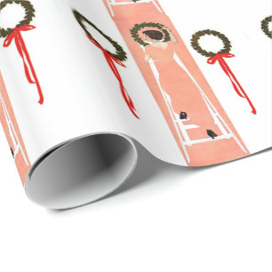 Hanging Wreaths Wrapping Paper