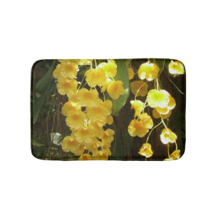Hanging Yellow Orchids Tropical Flowers Bath Mat