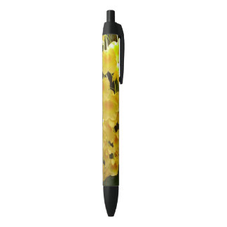 Hanging Yellow Orchids Tropical Flowers Black Ink Pen
