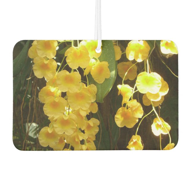 Hanging Yellow Orchids Tropical Flowers Car Air Freshener (Front)