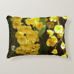 Hanging Yellow Orchids Tropical Flowers Decorative Cushion