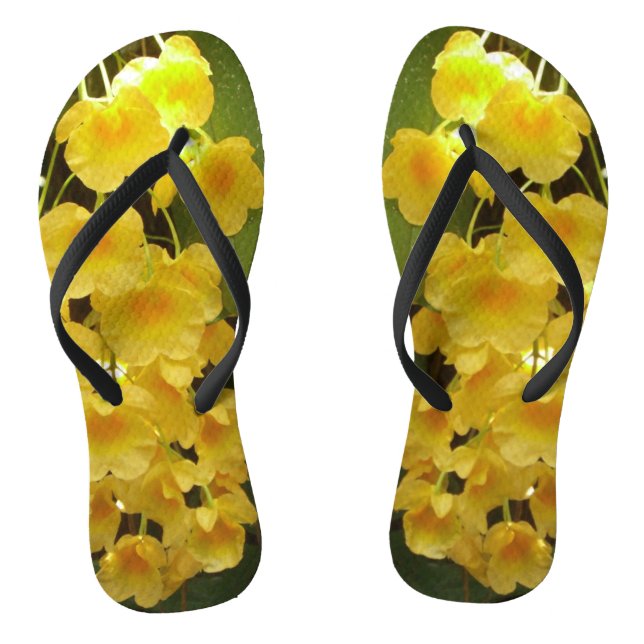 Hanging Yellow Orchids Tropical Flowers Jandals (Footbed)
