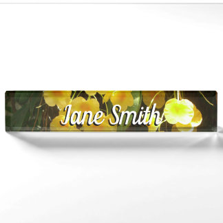 Hanging Yellow Orchids Tropical Flowers Nameplate